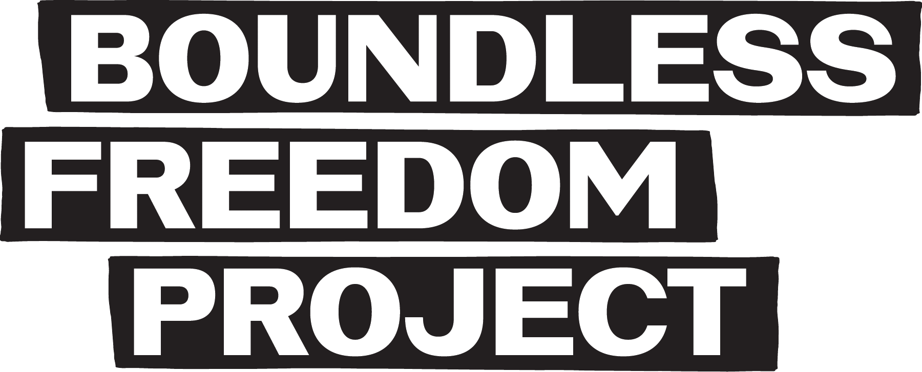 The logo of the Boundless Freedom Project: The words Boundless Freedom Project in a stylized font.