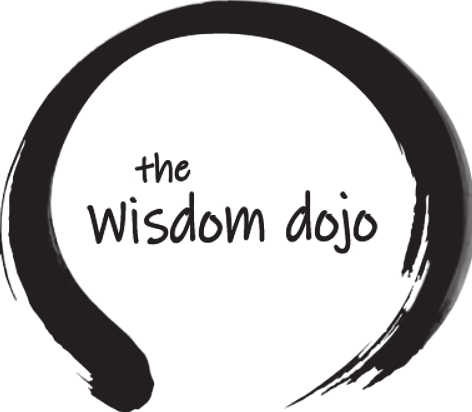 The logo of the Wisdom dojo, an inso-style calligraphy surrounding the words 
